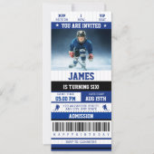 Ice Hocky Theme Sports Ticket Verjaardagsfeest Kaart (Voorkant)