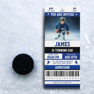 Ice Hocky Theme Sports Ticket Verjaardagsfeest Kaart