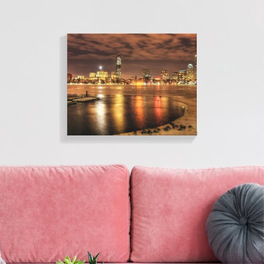 Ice is gedeeltelijk gesmolten op de Charles River Canvas Afdruk (Insitu (Woonkamer))