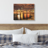 Ice is gedeeltelijk gesmolten op de Charles River  Canvas Afdruk (Insitu (Slaapkamer))