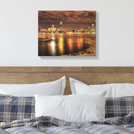 Ice is gedeeltelijk gesmolten op de Charles River Canvas Afdruk (Insitu (Slaapkamer))