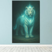 Ice Lightning White Tiger – Frosted Celestial Ener Canvas Afdruk (Insitu (Houten vloer))