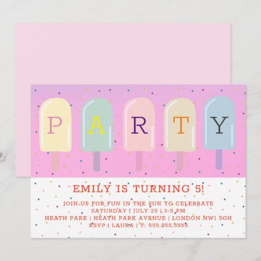 ICE LOLLIES ZOMERVERJAARDAG KAART (Voorkant / Achterkant)
