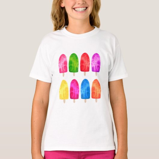 Ice Lolly Popsicle Girls Summer T-shirt (Voorkant)