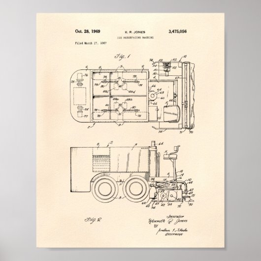 Ice Machine 1969 Patent Art - Old Peper Poster (Voorkant)