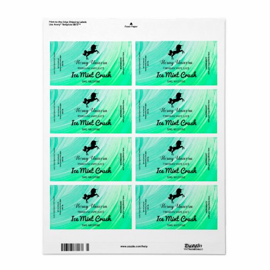 Ice Mint Nicotine Vape E Juice Labels (Full Sheet)