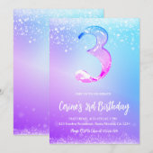 Ice number Foil Girl 3rd Birthday Kaart (Voorkant / Achterkant)