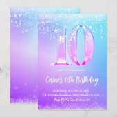 Ice number white glitter Girl 10th Birthday Kaart (Voorkant / Achterkant)