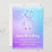 Ice number white glitter Girl 8th Birthday  Kaart (Voorkant)