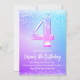 Ice number white glitter girl birthday kaart