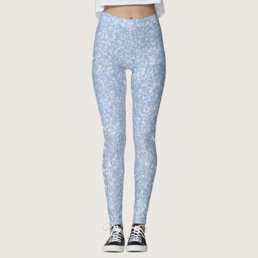 Ice Palace Bleek Blue Glitter CUSTOM Leggings (Voorkant)