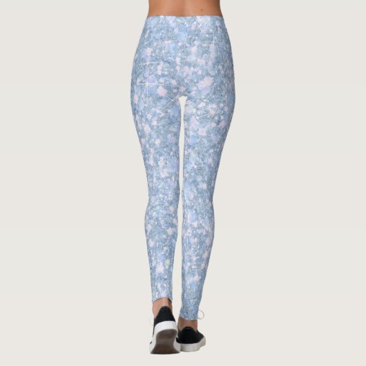 Ice Palace Bleek Blue Glitter CUSTOM-TEKST Leggings (Achterkant)