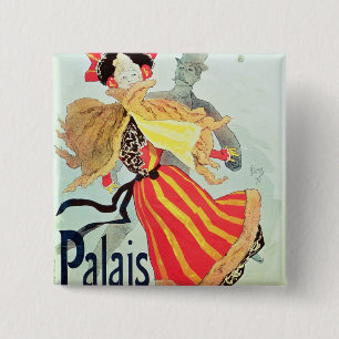 Ice Palace', Champs Elysées, Parijs, 1893 Vierkante Button 5,1 Cm