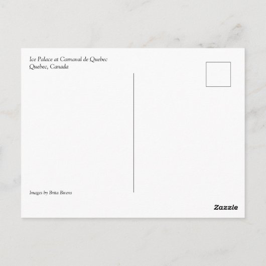 Ice Palace in Carnaval de Quebec, Canada Briefkaart (Achterkant)