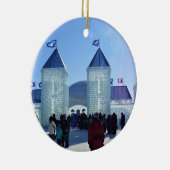 Ice Palace in Carnaval de Quebec, Canada Keramisch Ornament (Rechts)