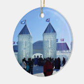 Ice Palace in Carnaval de Quebec, Canada Keramisch Ornament (Links)