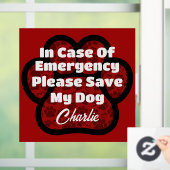 ICE Pet Safety Alert Red Paw Print Hartnaam Raamsticker (Huis)