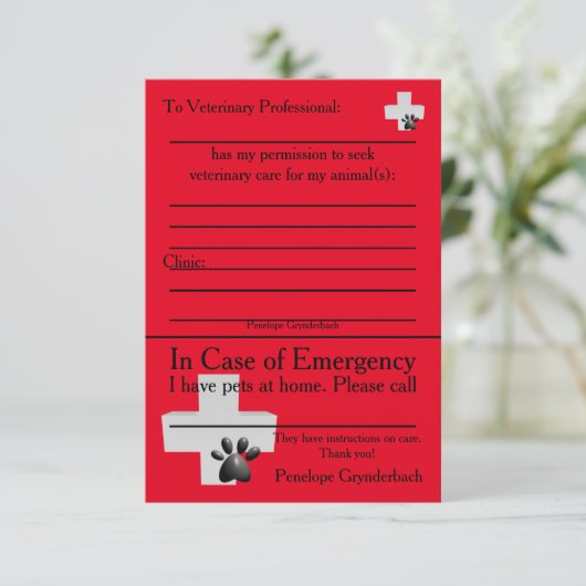 ICE Pets thuis Bedankkaart (Staand voorkant)