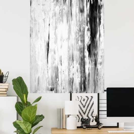 'Ice Pick' Abstracte kunst in zwart-wit Poster (Thuiskantoor)
