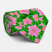 Ice Pink Camellias en Groene Bladeren Stropdas (Opgerold)