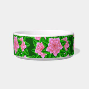 Ice Pink Camellias en Groene Bladeren Voerbakje