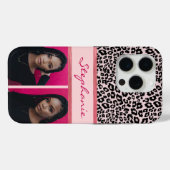 Ice Pink Leopard Print Photo Collage Case-Mate iPhone Case (Achterkant (horizontaal))