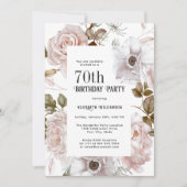 Ice Pink Roses Waterverf Bloemen 70ste Verjaardag Kaart (Voorkant)