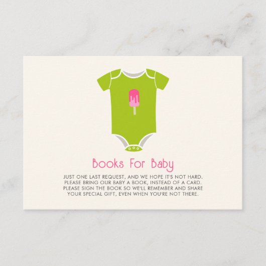 Ice Pop Baby Clothes Girl Baby shower Book Request Informatiekaartje (Voorkant)