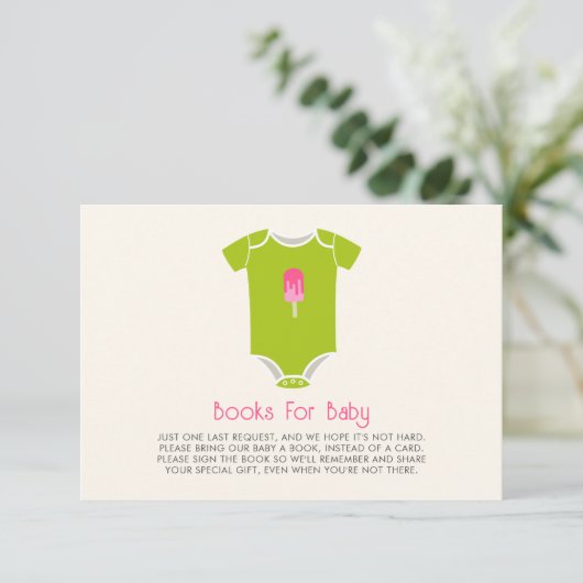 Ice Pop Baby Clothes Girl Baby shower Book Request Informatiekaartje (Staand voorkant)