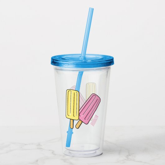 Ice pop cartoon illustratie acryl drinkbeker (Achterkant)