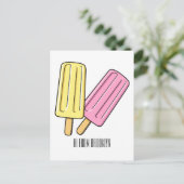 Ice pop cartoon illustratie briefkaart (Staand voorkant)