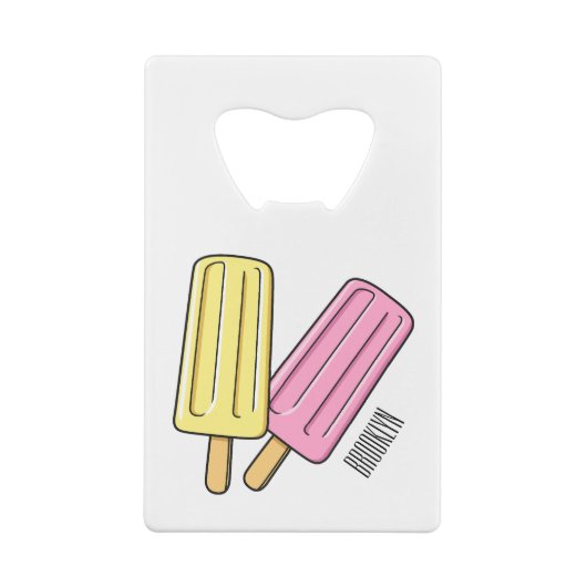 Ice pop cartoon illustratie creditkaart flessenopener (Achterkant)