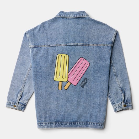Ice pop cartoon illustratie denim jacket (Achterkant)