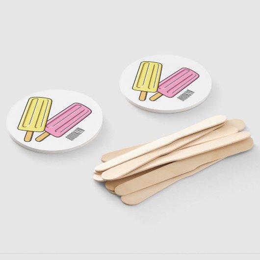 Ice pop cartoon illustratie handwaaier (Niet-gemonteerd)