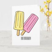 Ice pop cartoon illustratie kaart (Gele Bloem)