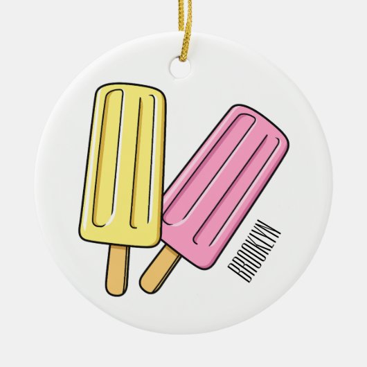 Ice pop cartoon illustratie keramisch ornament (Voorkant)