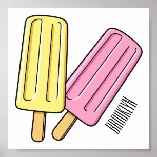 Ice pop cartoon illustratie poster