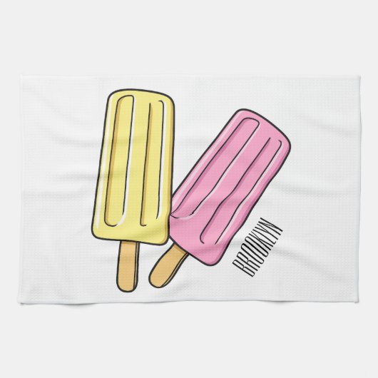 Ice pop cartoon illustratie theedoek (Horizontaal)