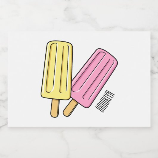 Ice pop cartoon illustratie voedselcontainer etiket (Enkel label)