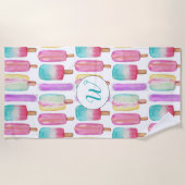 Ice Pop Ice Cream Kleurrijke Schattigee Trendy Mon Strandlaken (Voorkant)