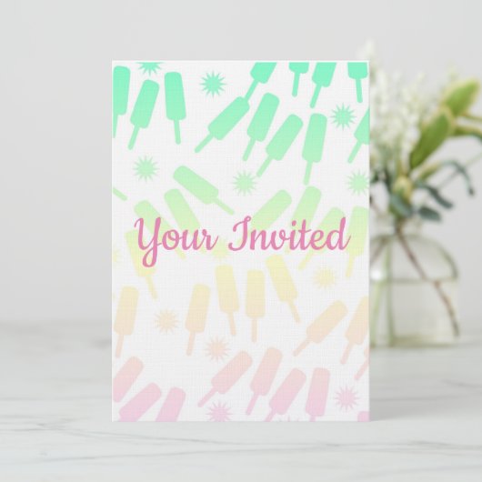 Ice Pop Kinder Party Invite Kaart (Staand voorkant)