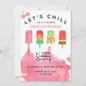 Ice Pop Laten we de zomerse verjaardagsuitnodiging Kaart (Voorkant)