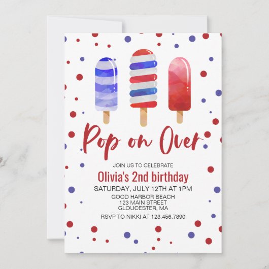 Ice Pop Pop over de Rode Witte Dag Kaart (Voorkant)