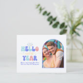 Ice Pop Retro New Year Retro Modern Blue Photo Feestdagenkaart (Staand voorkant)