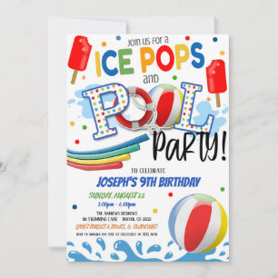 Ice-Poppen en Pool Party Invitation Kaart