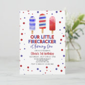 Ice Poppen Firecracker Rood Wit Blauw 1e Verjaarda Kaart (Staand voorkant)