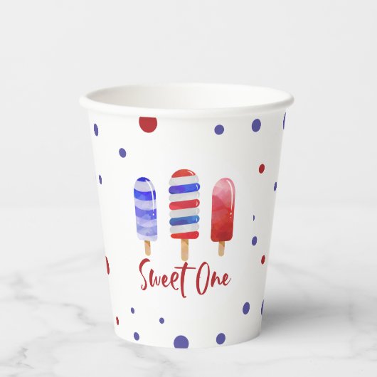 Ice Poppen hebben 1 Rode Blauw op de eerste verjaa Papieren Bekers (Voorkant)
