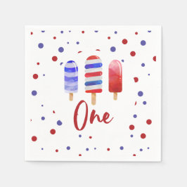Ice Poppen One Rood Wit Blauw 1e Verjaardag Servet