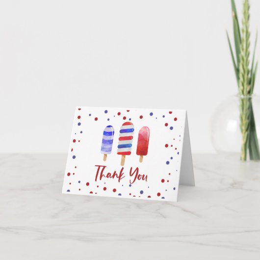 Ice Poppen One Rood Wit Blauw Dank u Bedankkaart (Voorkant)