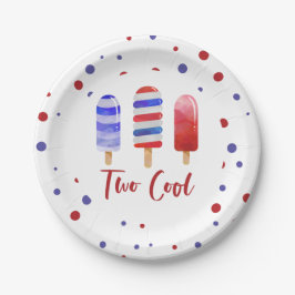 Ice Poppen Two Cool Red White Blue 2de verjaardag Papieren Bordje